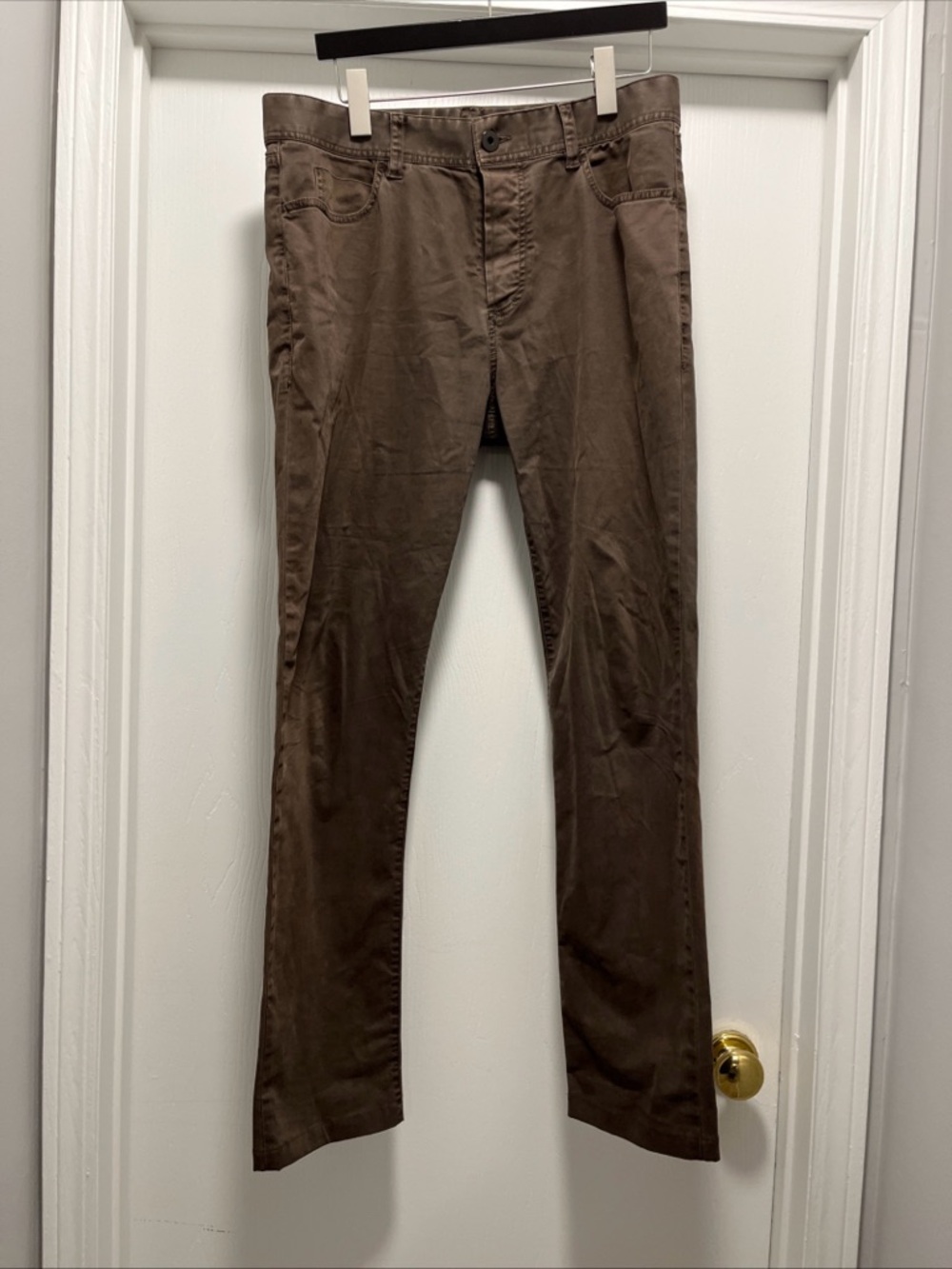 James Perse Men 32 Brushed Twill 5 Pocket Pant Brown Green Button Fly 34x31